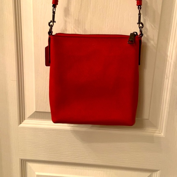Coach Red Crossbody Bag with Gunmetal Hardware - Gently Used - Picture 6 of 7